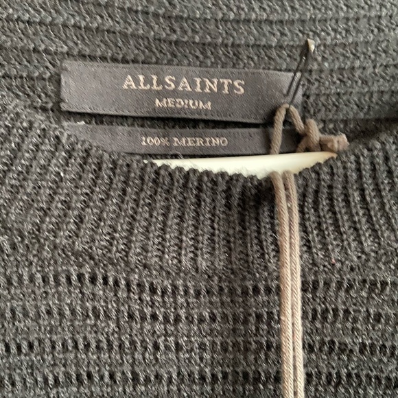 NEW Allsaints merino wool black dress medium tags Batwing - Picture 3 of 8